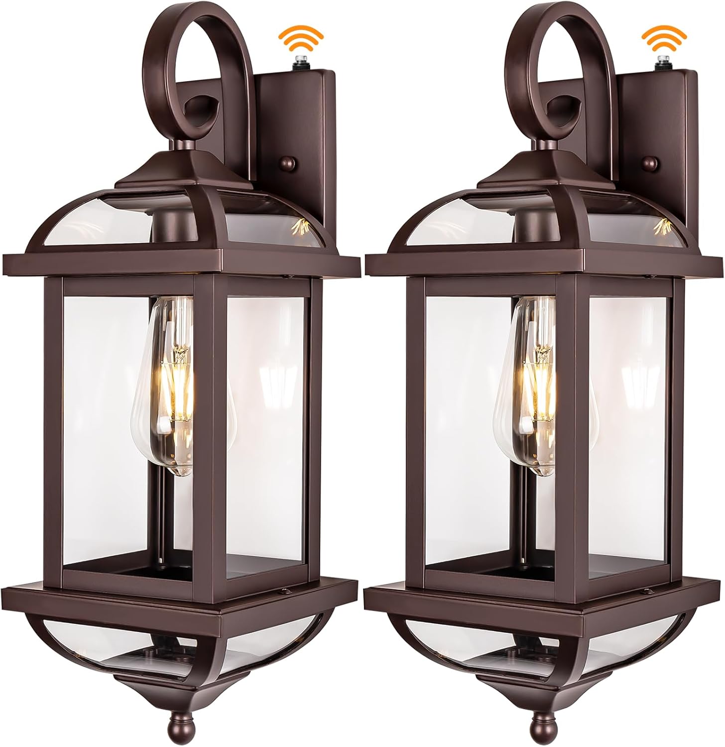 18 Bronze Outdoor Light Fixtures with Dusk to Dawn Sensor 2-Pack
