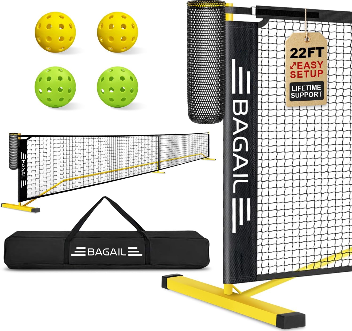 Portable Pickleball Net Set with Wheels for Easy Setup