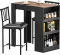 Small Bar Table and Chairs Set for 2 - Space-Saving Retro Breakfast