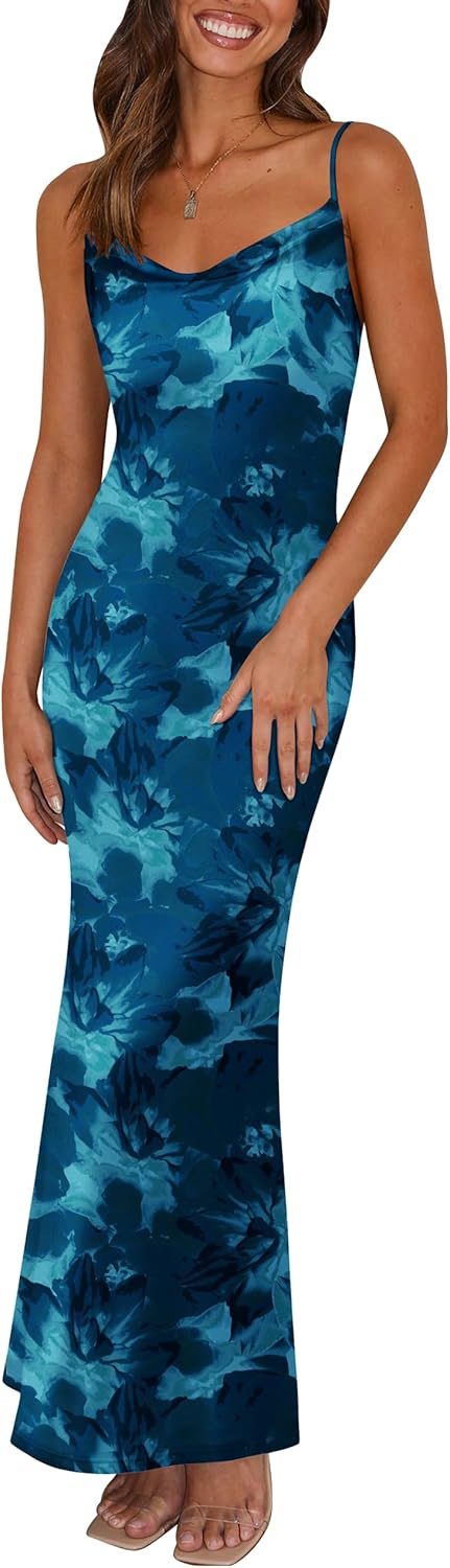 Floral Spaghetti Strap Maxi Dress for Women by PRETTYGARDEN