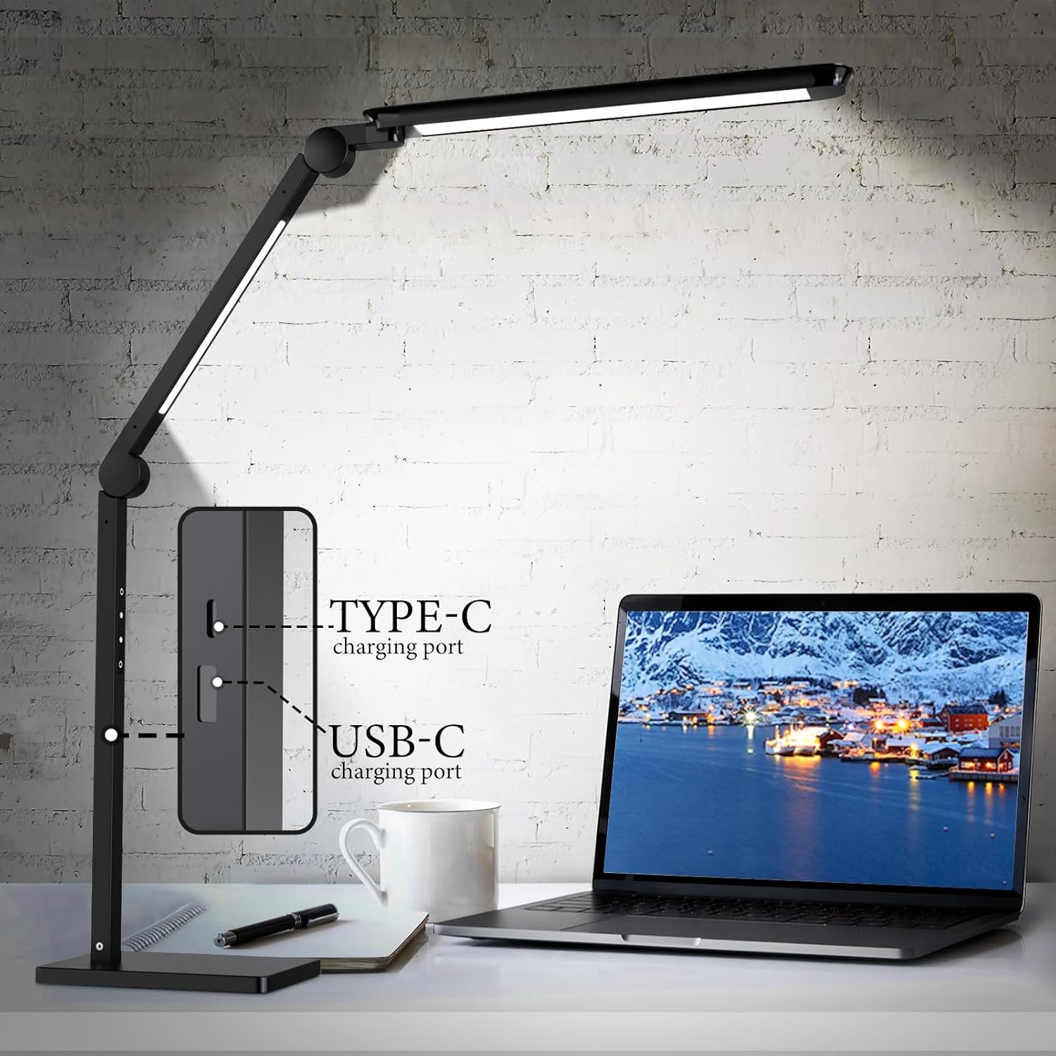 Adjustable LED Desk Lamp with Memory Dual Light for Eye-Care Reading - BZTA
