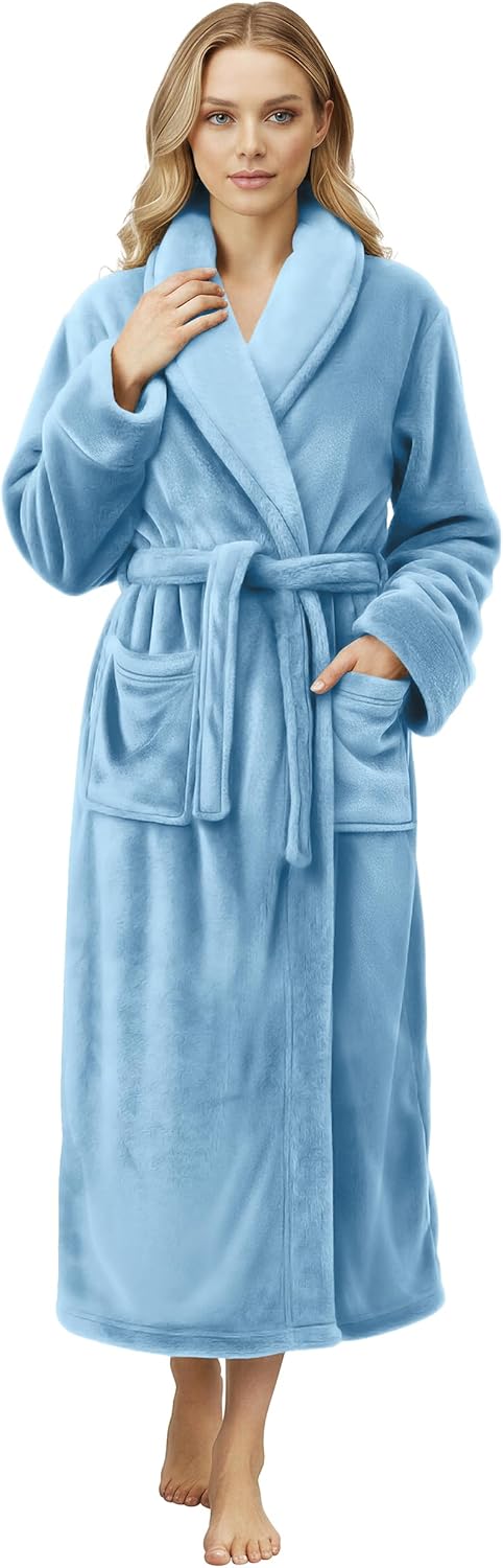 Premium Womens Robe Plush Fleece Long Bath Robe for Women