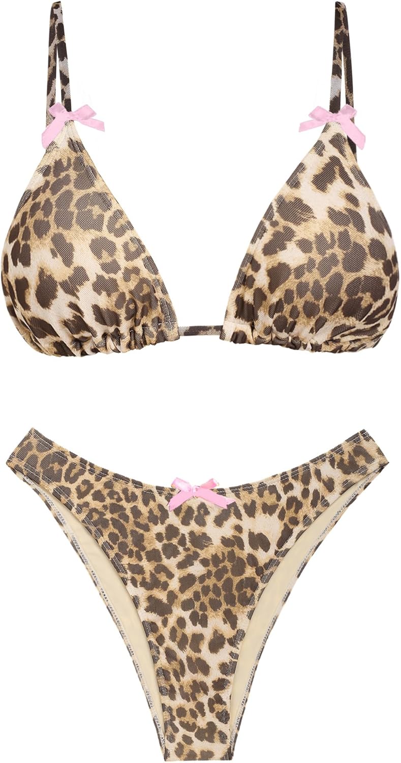 seamoly Women's Bikini Sets with Tie Back Bowknot Design