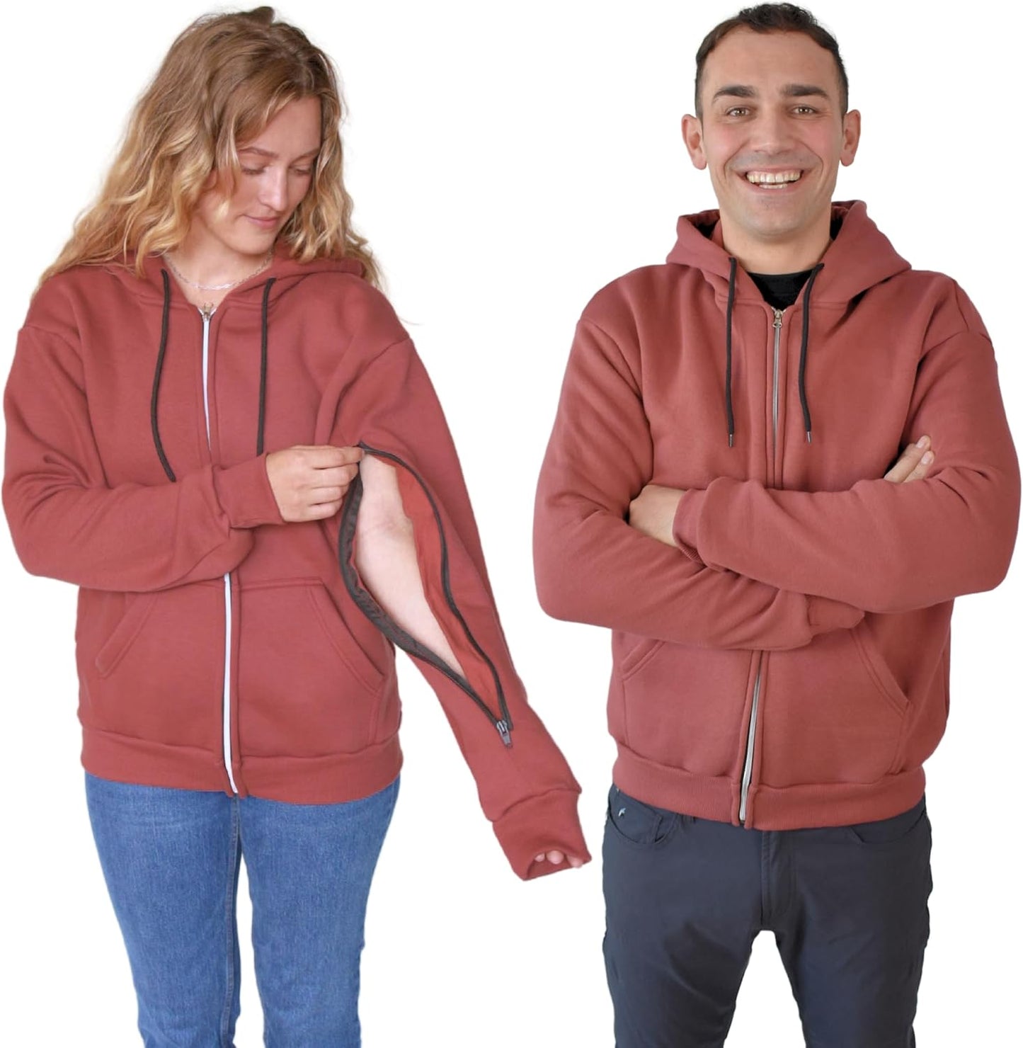 Dialysis Port Access Unisex Hoodie with Two Way Arm Zippers