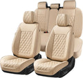 Beige Seat Covers Full Set - Nappa Leather Look, Universal Fit