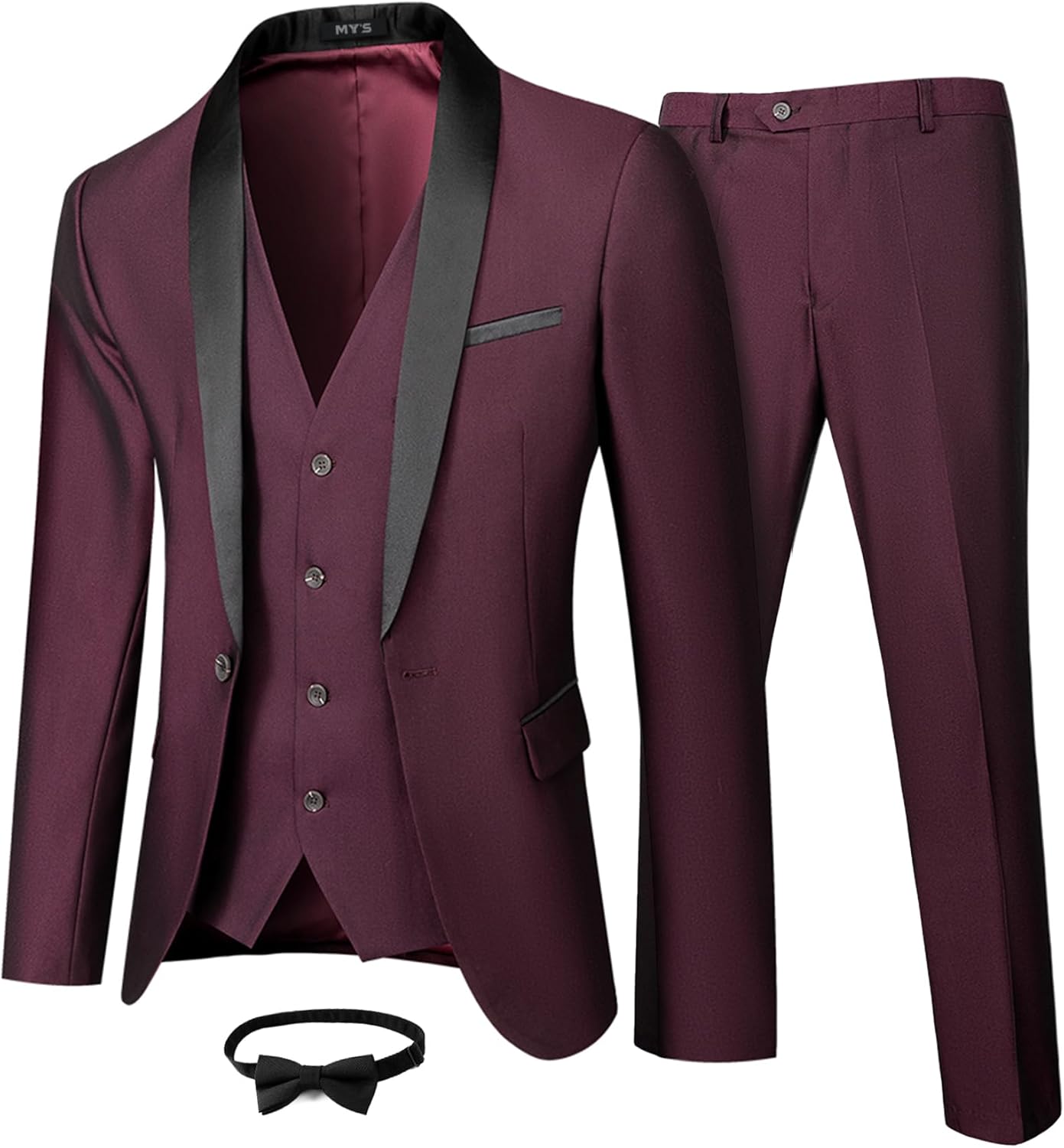 MY'S Mens 3 Piece Tuxedo Set for Weddings and Parties