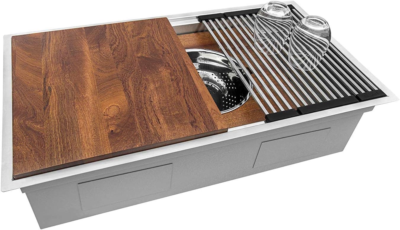 Ruvati 39-inch Workstation Kitchen Sink with Dual Tier Design
