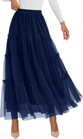 Tulle Skirt High Waisted A-Line Maxi - Flowy Tiered Fall Style