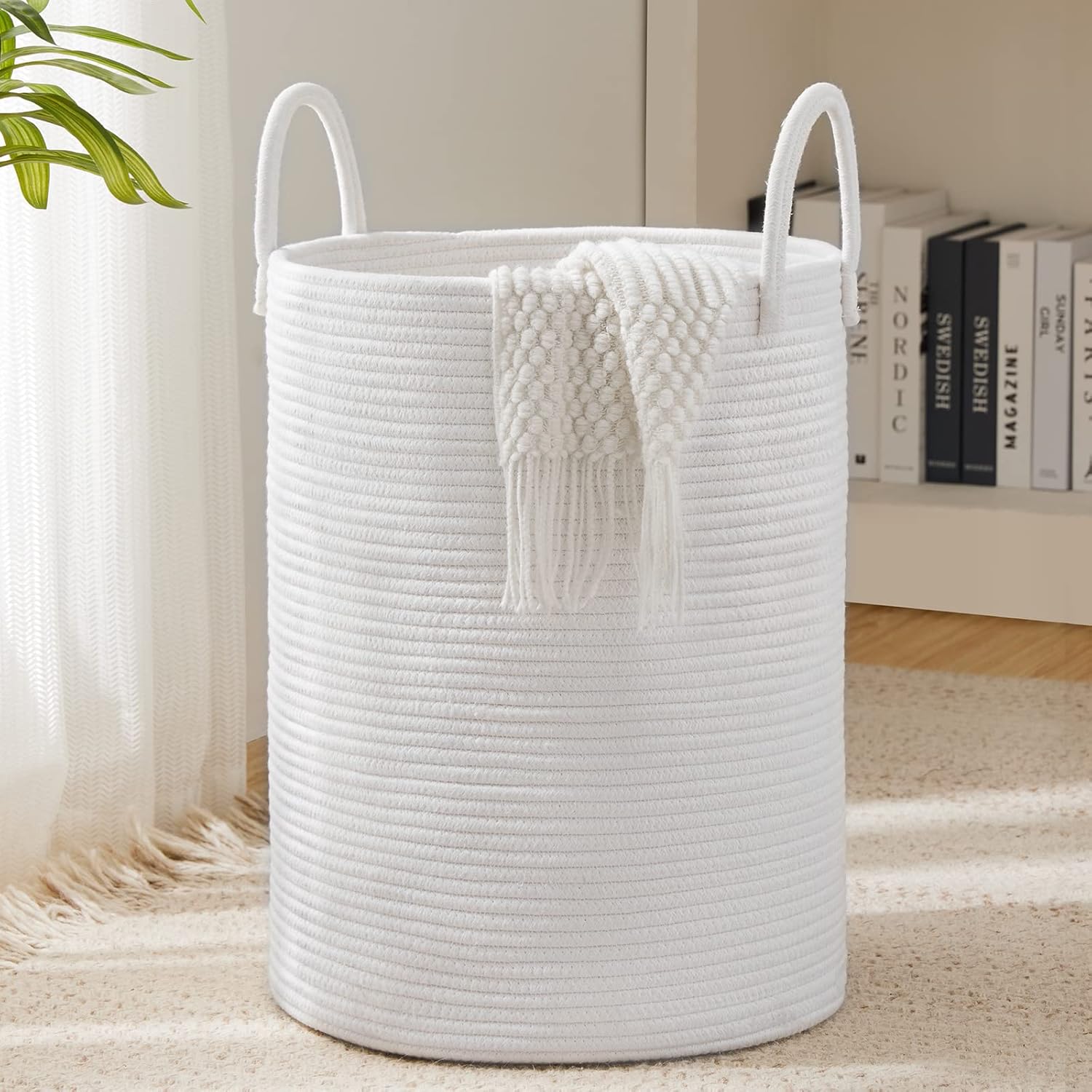 Woven Rope Laundry Hamper Basket - Eco-friendly 72L Storage