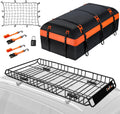 Carforu 250LB Capacity Roof Rack & 30ft Waterproof Cargo Bag Set