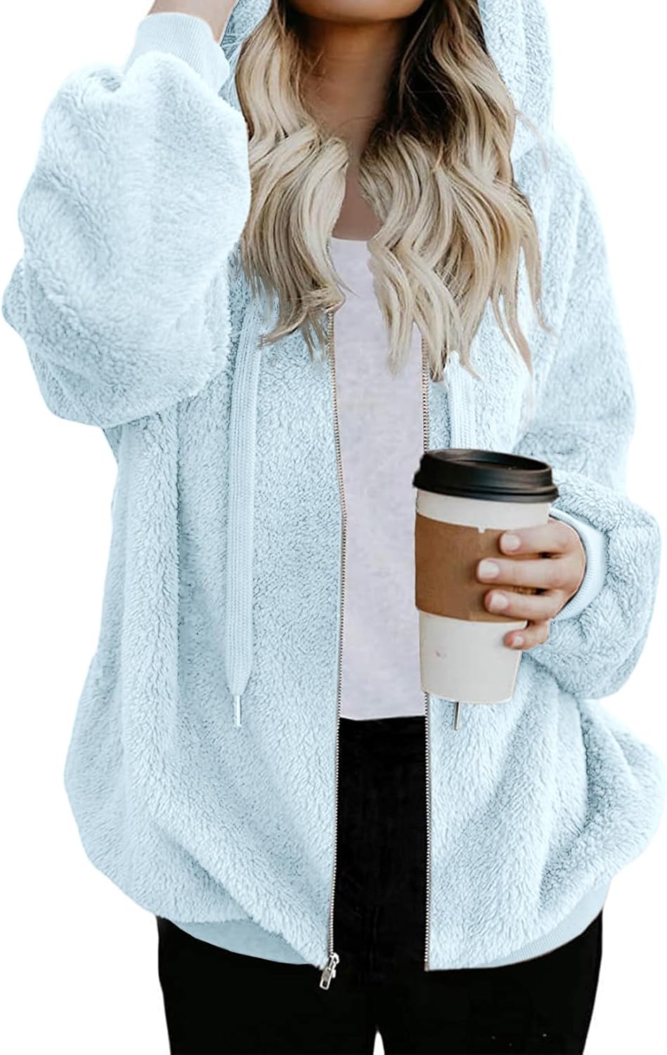 Nirovien Womens Sherpa Jacket Cozy Zip Up Hoodie Fleece Coat