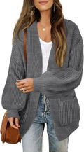 Women's Fall Open Front Lantern Sleeve Cardigan - Oversized Cozy Fit
