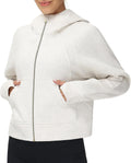 Women's Full-Zip Fleece Hoodie Crop Jacket - Warm, Versatile Fit