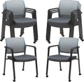 Mesh Back Stacking Arm Chairs with Upholstered Seat - Gray 8 Pack