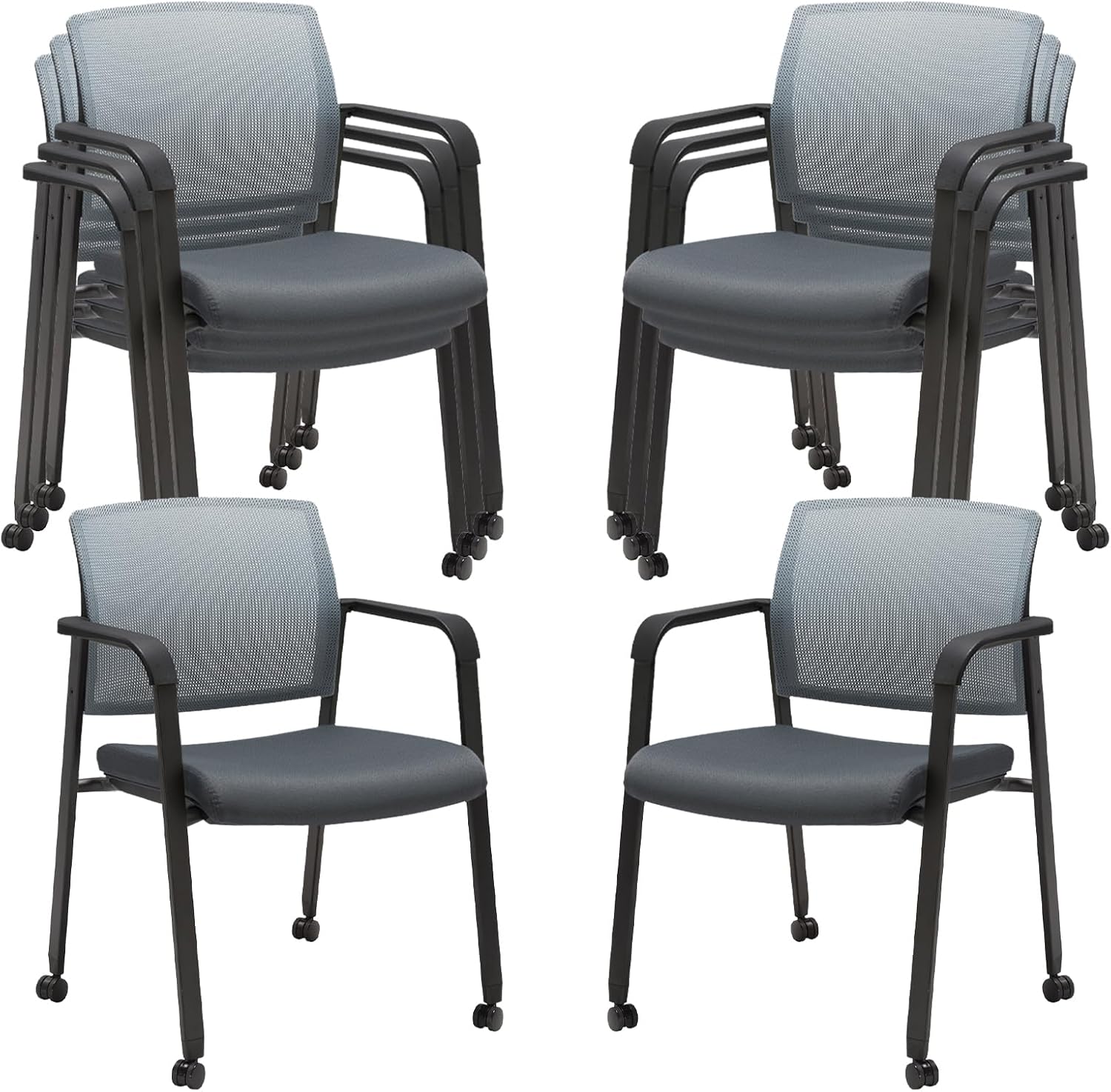 CLATINA Mesh Back Stacking Arm Chairs for Office and School