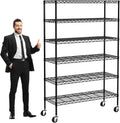 6-Tier Storage Shelves with Wheels for Heavy Duty Organization