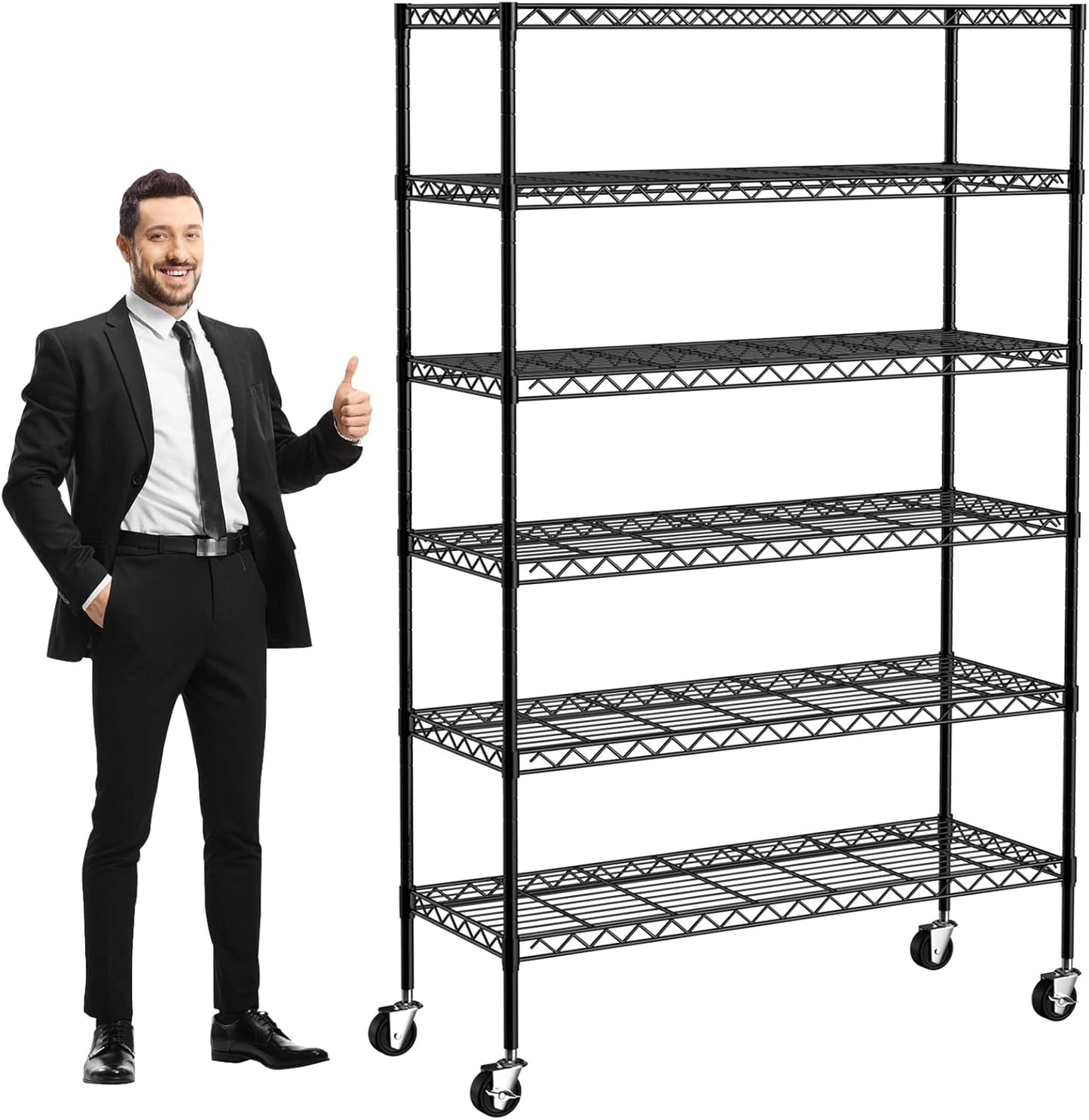 6-Tier Storage Shelves with Wheels for Heavy Duty Organization