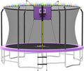 Trampoline Outdoor 15FT with Basketball Hoop and LED Lights - Safe