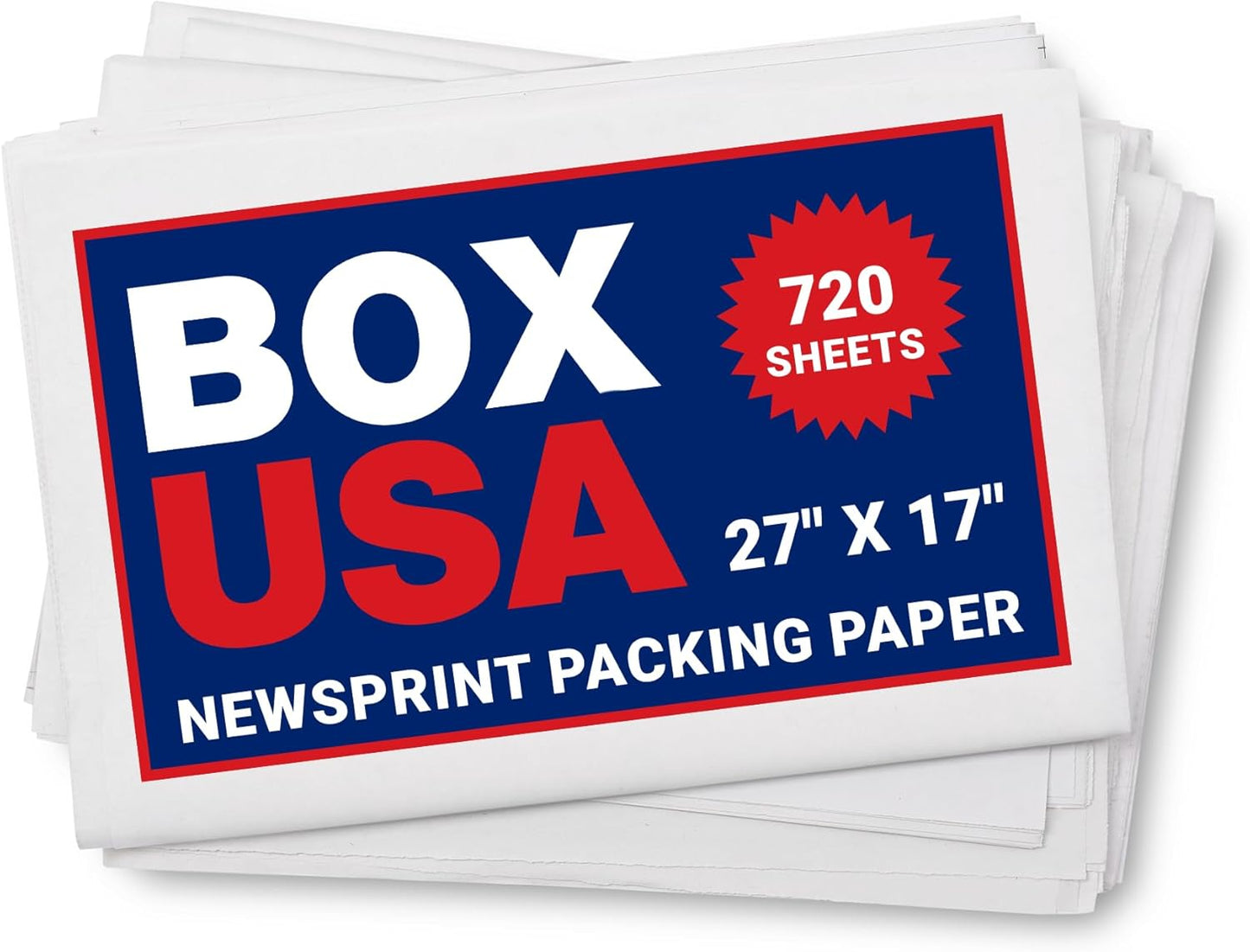 BOX USA Newsprint Packing Paper Sheets for Moving & Shipping
