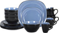 Stoneware Square 16pc Dinnerware Set - Two Tone Blue & Matte Black