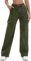 Women Cargo Jeans High Waist Y2K Straight Leg Trendy Style