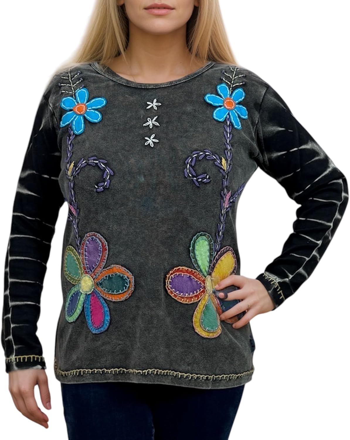 Boho Chic Embroidered Sweatshirt by Agan Traders