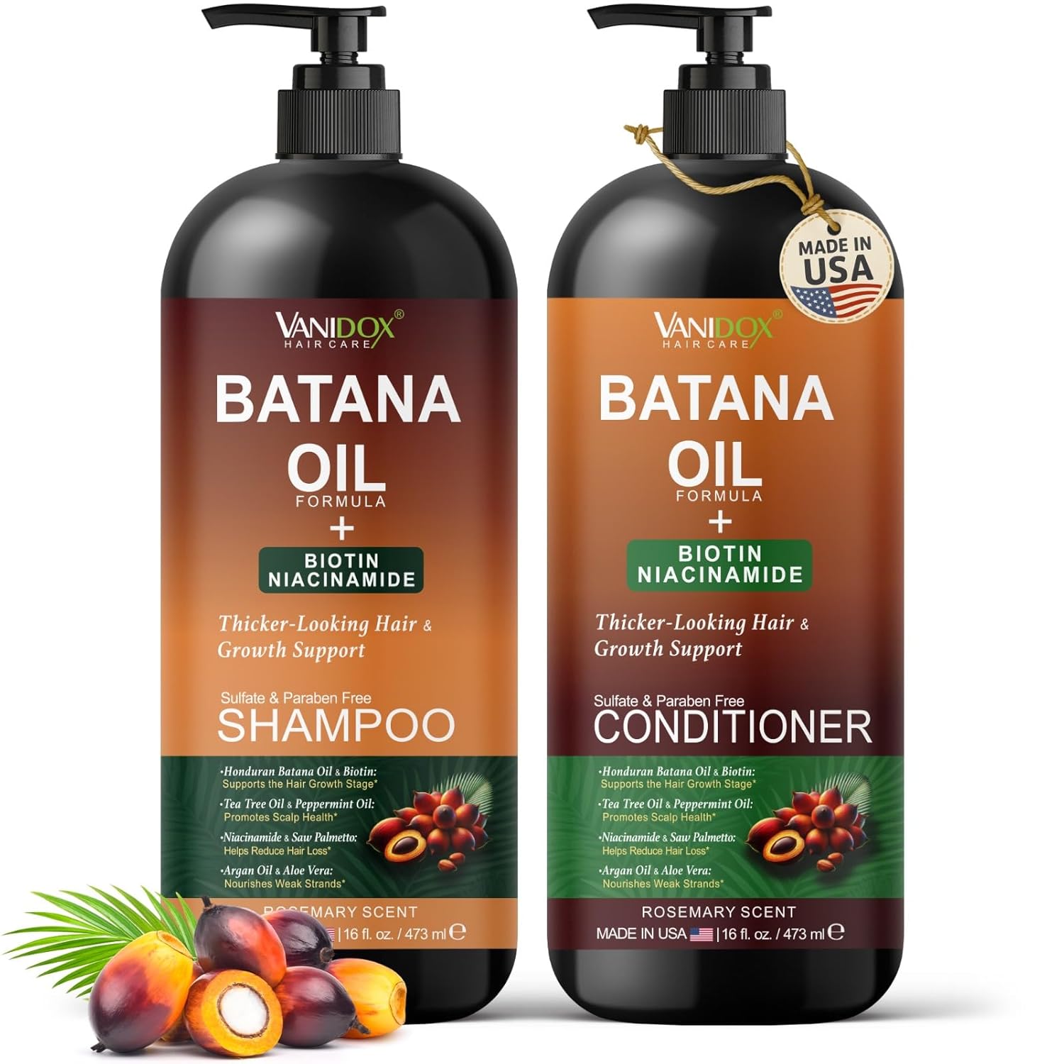 Batana Oil Shampoo and Conditioner Set for Thinning Hair Care
