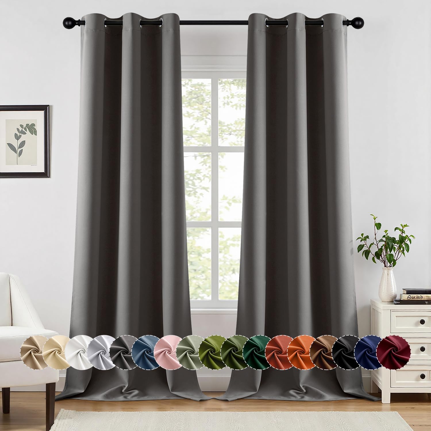 MIULEE Grey Blackout Curtains for Bedroom and Living Room
