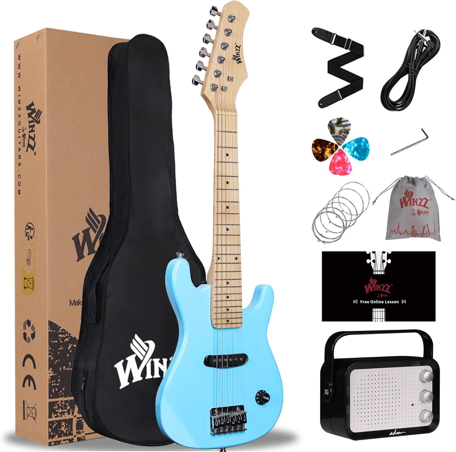 WINZZ EGM100 30 Inches Kids Electric Guitar Beginner Kit