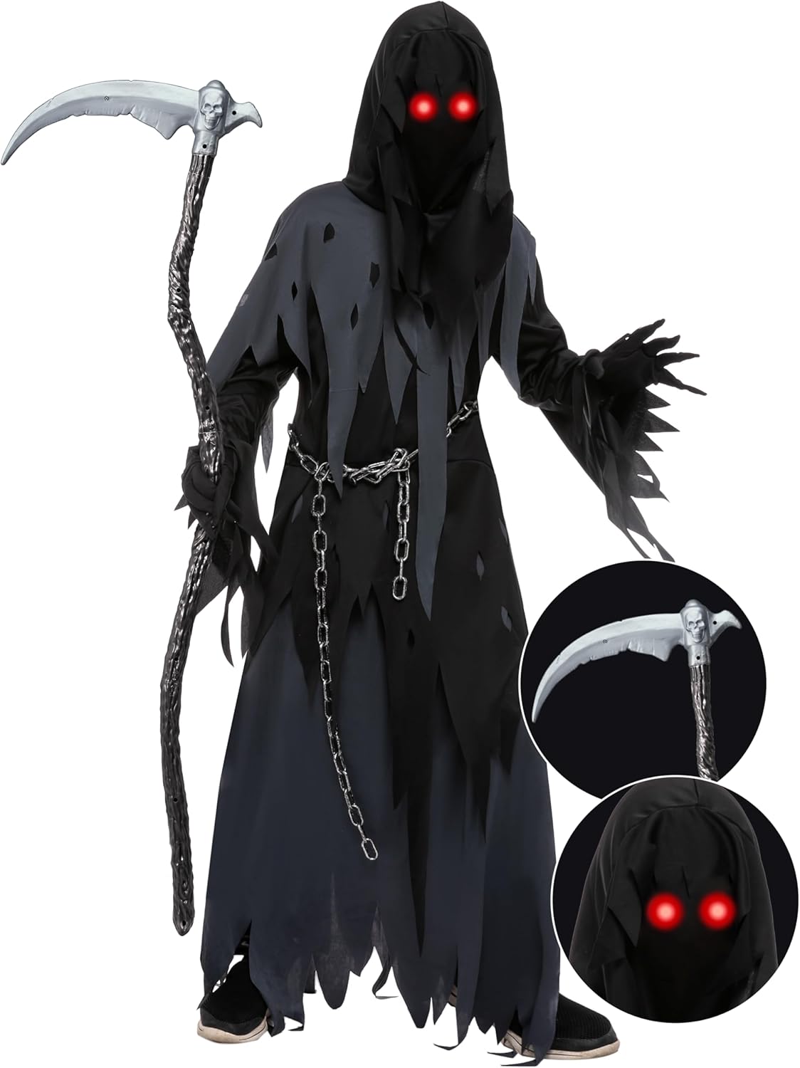 Spooktacular Creations Glowing Eyes Grim Reaper Costume for Kids