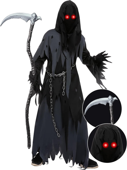 Spooktacular Creations Glowing Eyes Grim Reaper Costume for Kids