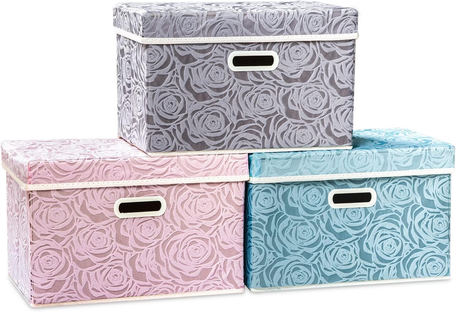 PRANDOM Larger Collapsible Storage Cubes with Lids for Organizing