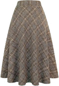 Long Plaid Wool Skirt for Women - High Waist ALine Maxi Warm