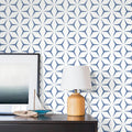 Modern Blue Geometric Peel and Stick Wallpaper - Removable 96 sq ft