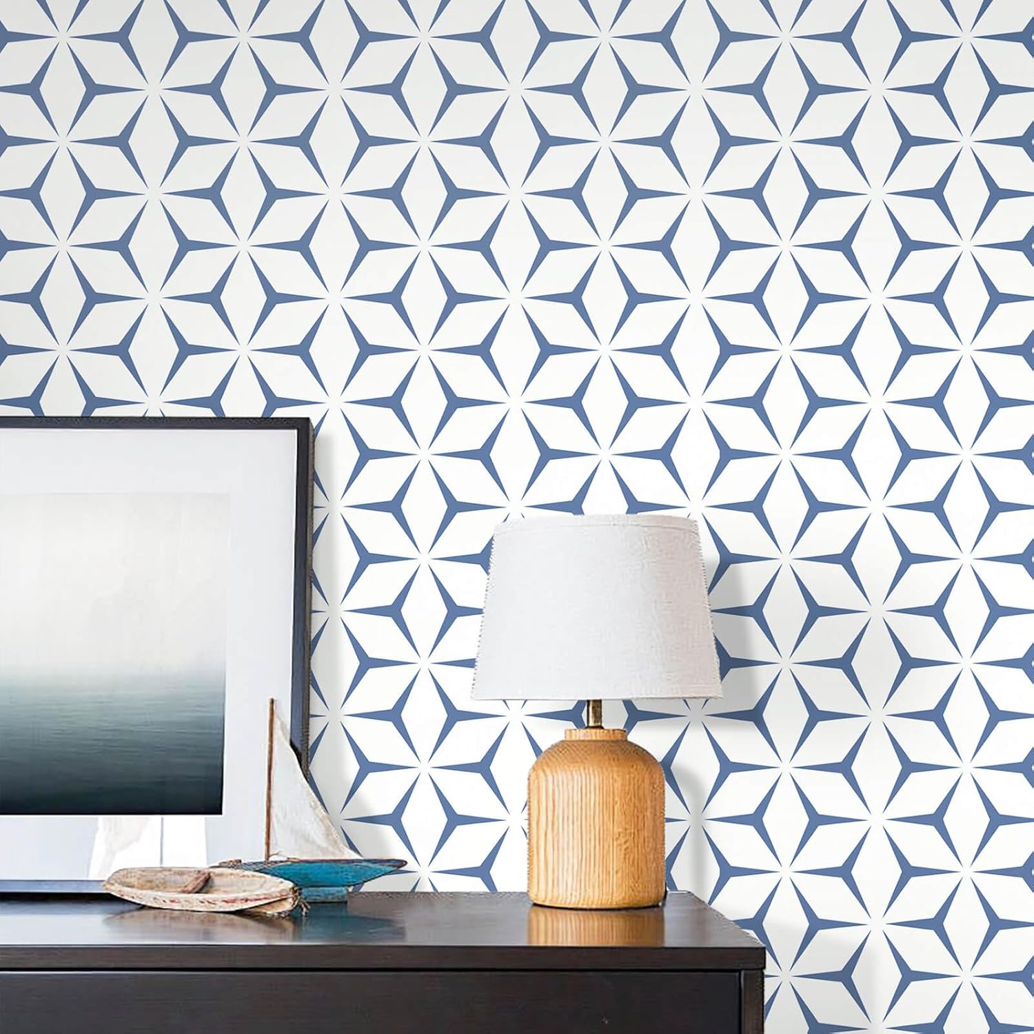 Modern Blue Wallpaper Peel and Stick for Renter Friendly Decor
