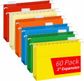Extra Capacity Hanging File Folders - 60 Pack Letter Size, Colorful