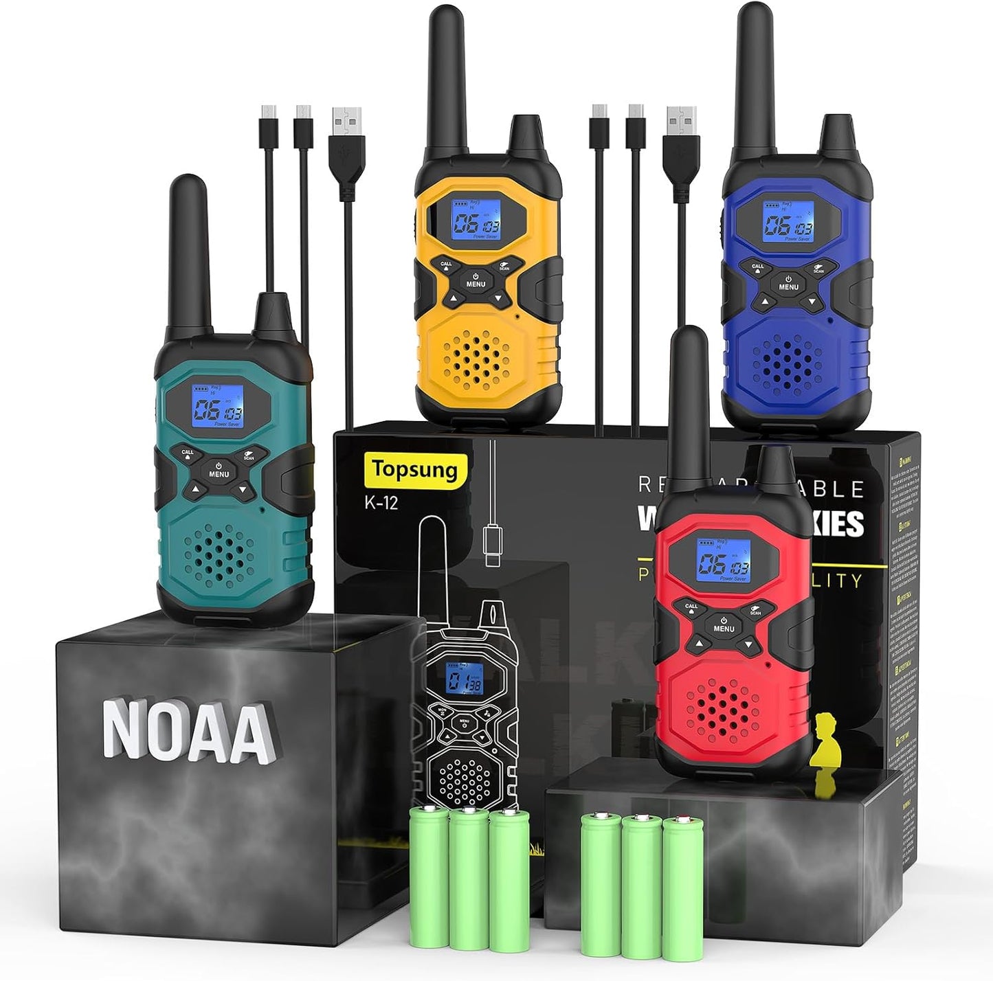 Walkie Talkies for Adults Long Range Rechargeable 4 Pack