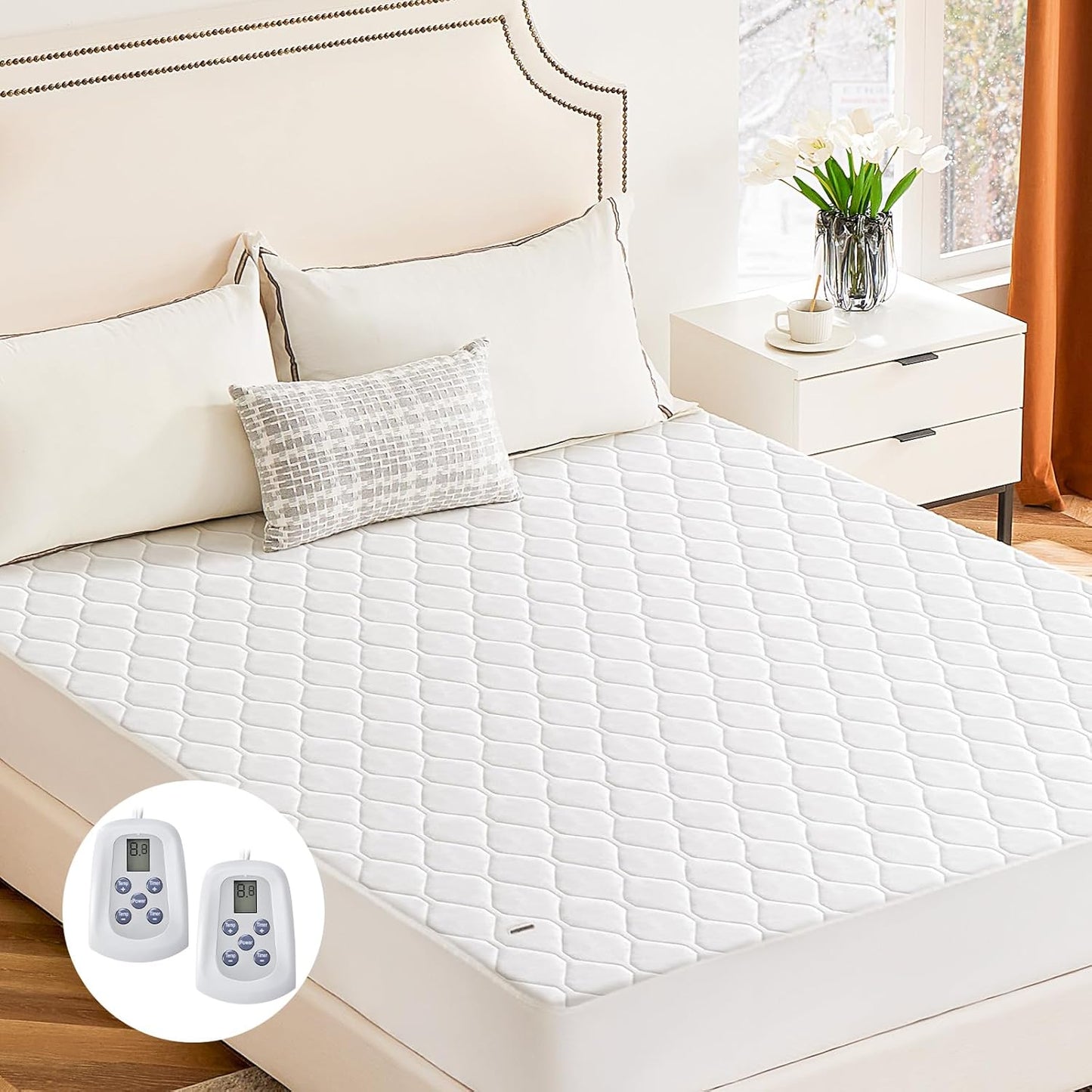 Sweetcrispy Heated Mattress Pad Queen Size with Dual Zone Control