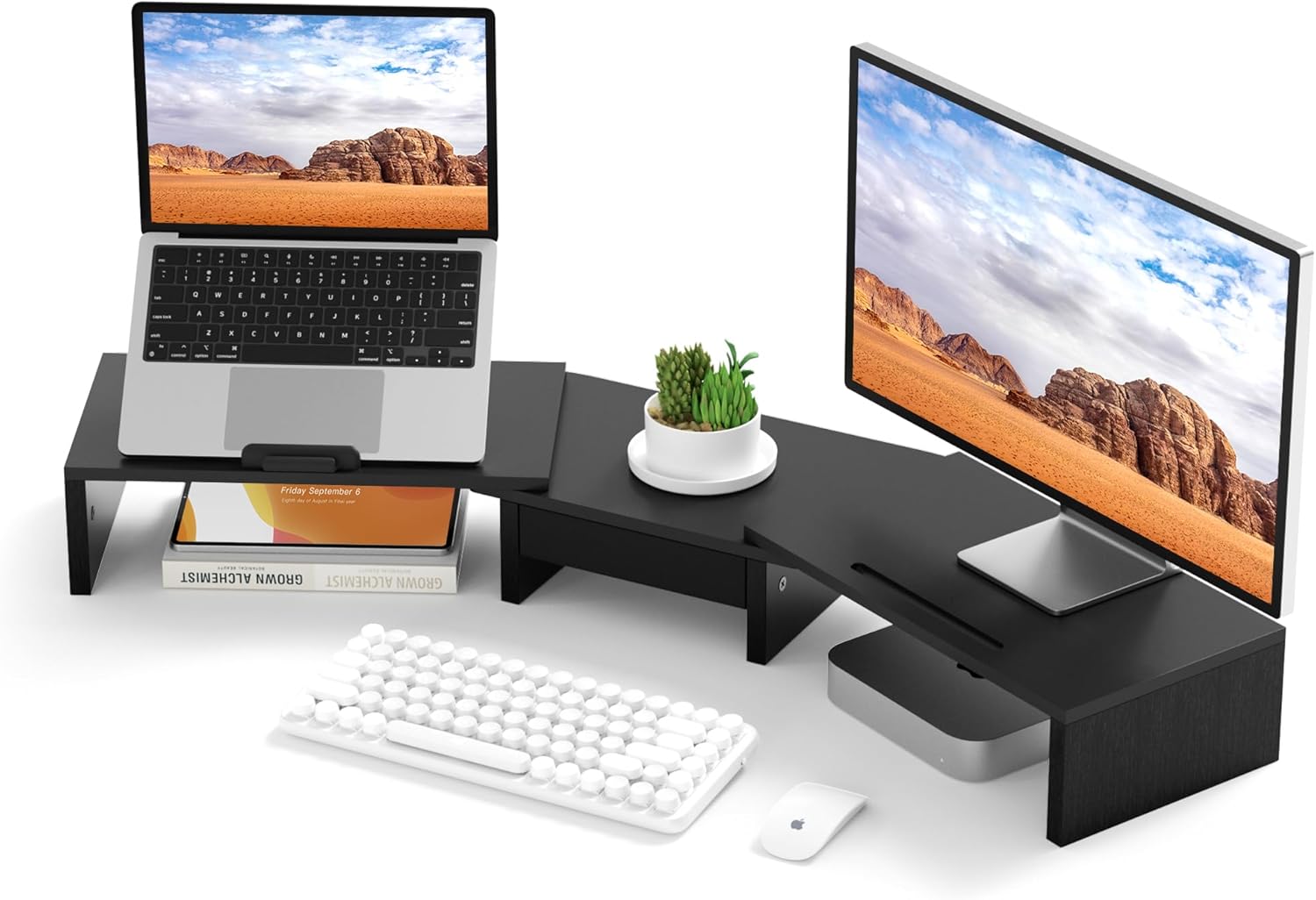 Dual Monitor Stand Riser for 2 Monitors - Adjustable and Stylish