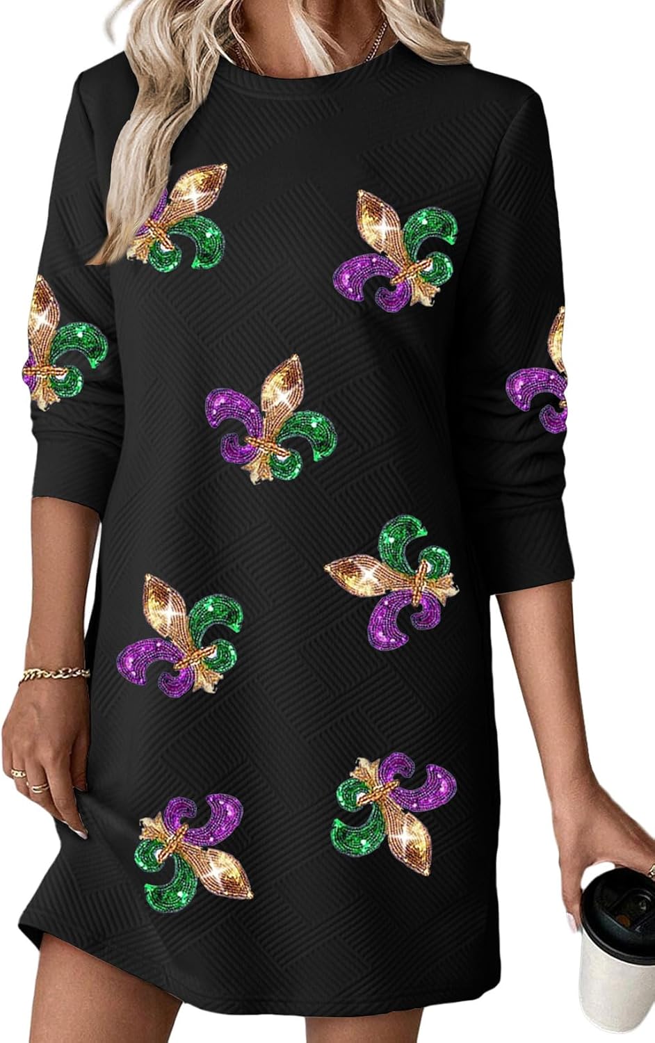 CURBODO Textured Sweatshirt Dress: Comfy Pockets!