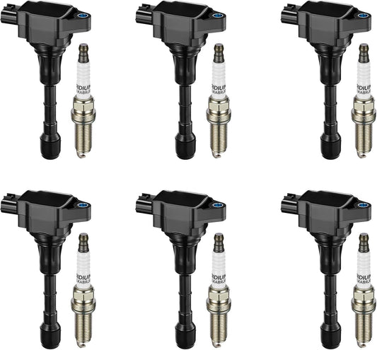 BDFHYK Ignition Coil Pack UF617 and Iridium Spark Plugs for Nissan