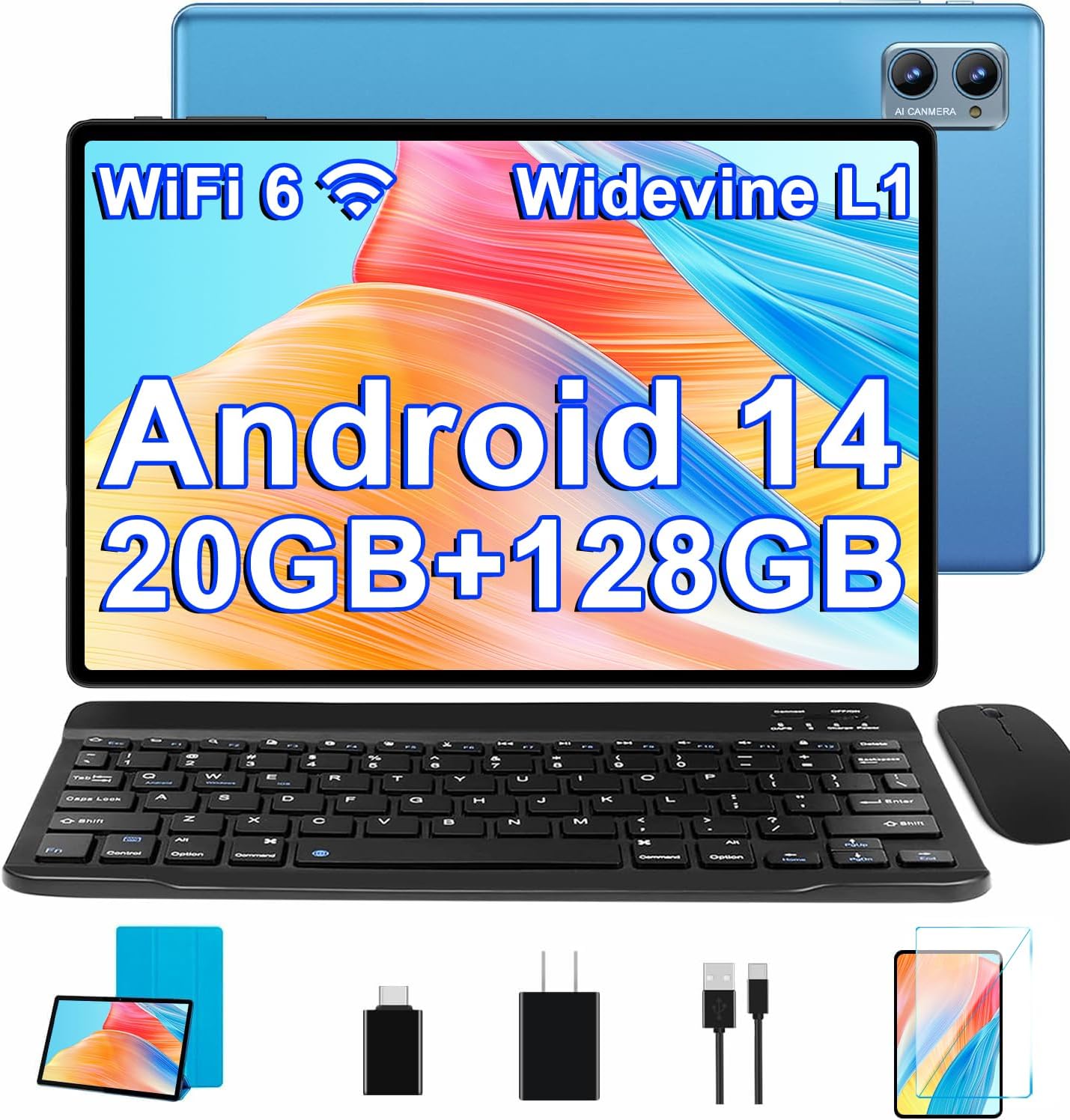 2025 Tablet 10 inch Android 14 with Keyboard and Mouse