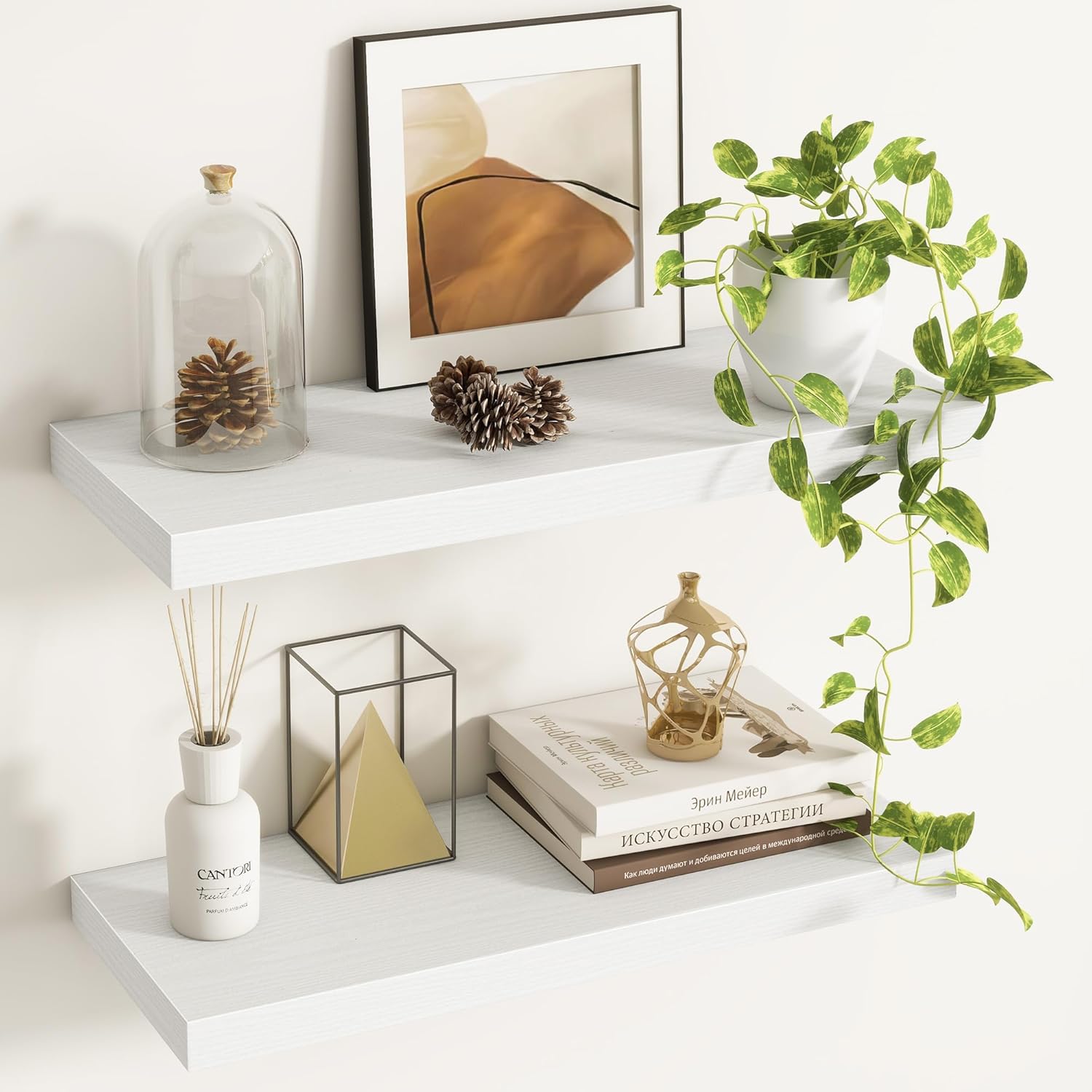 Rustic Wooden Floating Shelves - 2 Pack 9 Inch Deep Design
