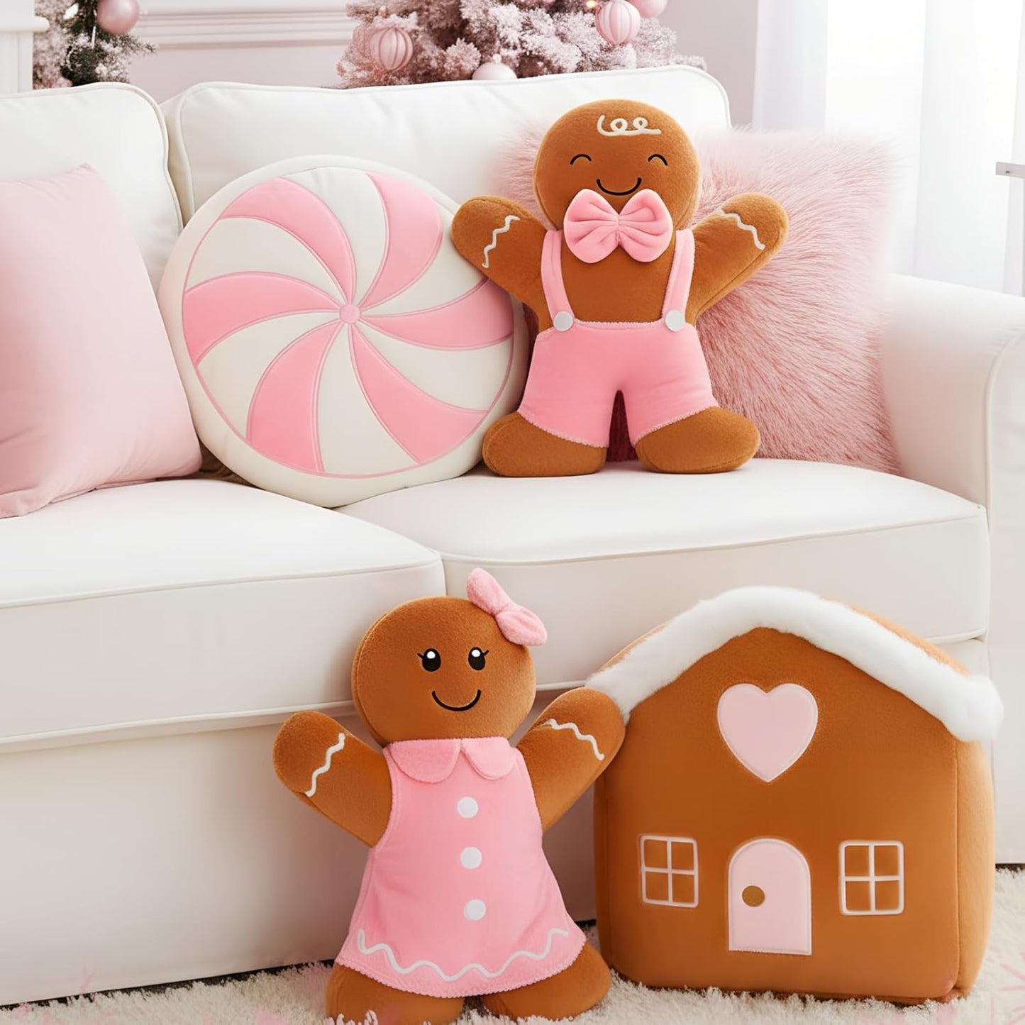 Gingerbread Man Plush Throw Pillows for Christmas Decor Gifts