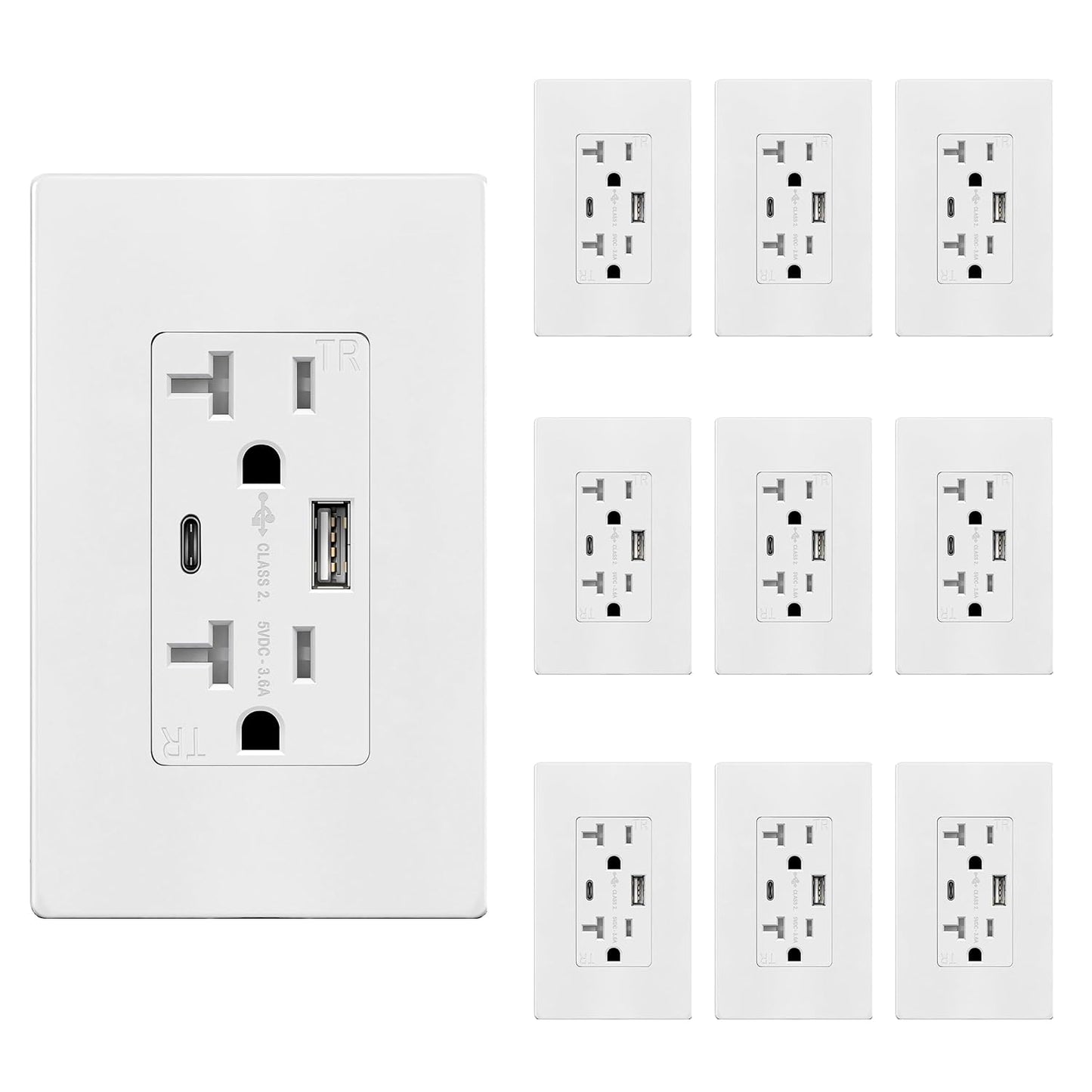 TOPGREENER USB Outlet with Type C Ports for Easy Charging