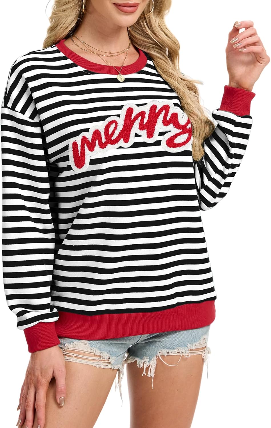 Merry Jolly Oversized Christmas Sweatshirts for Women