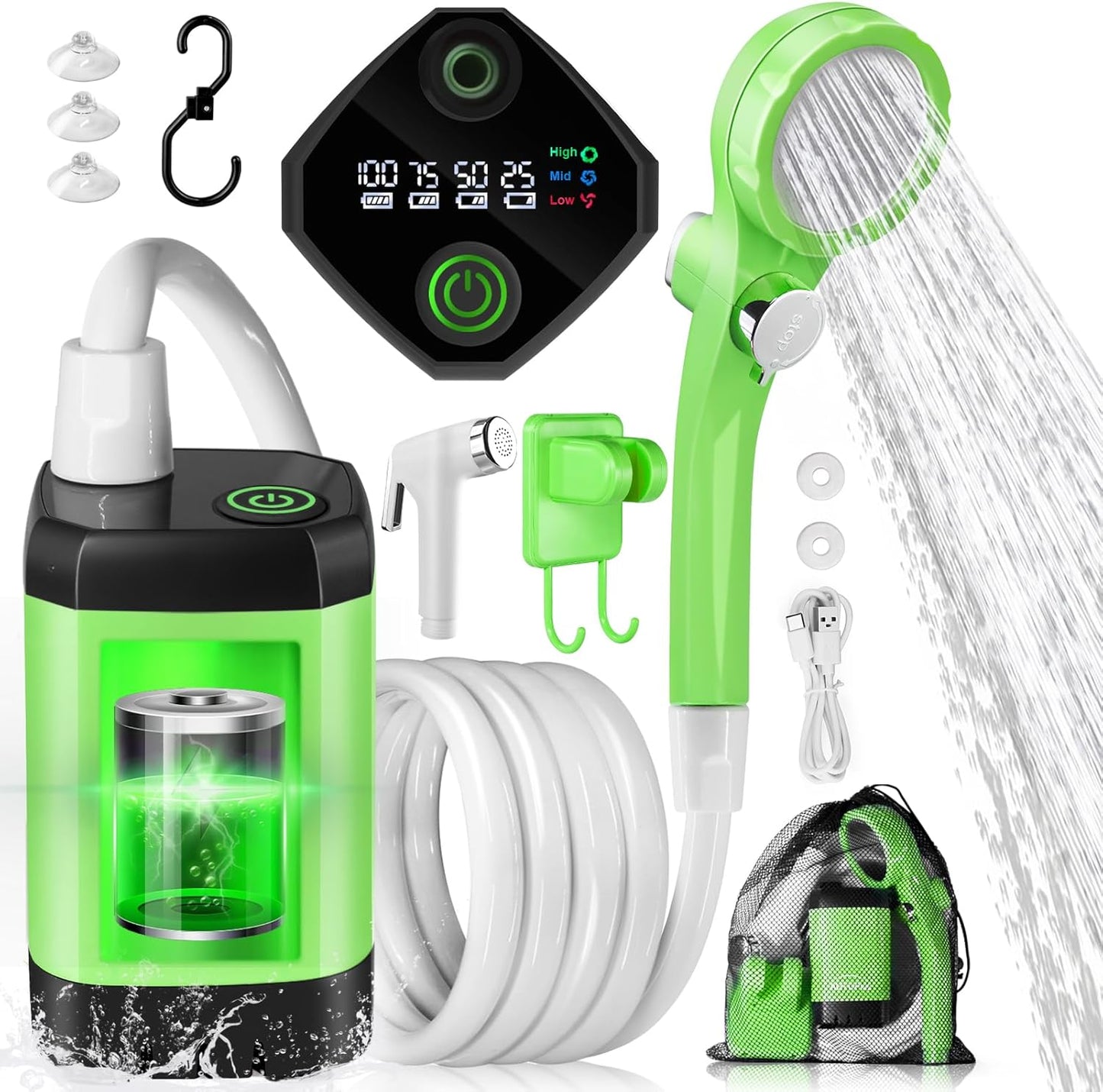 Portable Camping Shower with Rechargeable Battery Pump for Outdoors