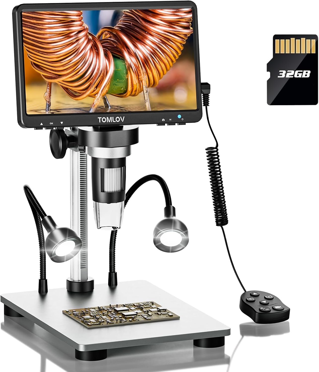 TOMLOV DM9 7in Digital Microscope: 1080P 1200X Magnifier