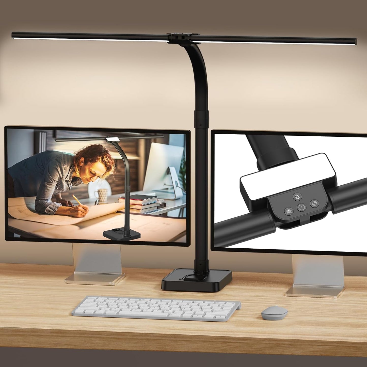 24W Bright LED Desk Lamp: 25 Lighting Modes, Eye-Caring, Adjustable Gooseneck - GAEFURY