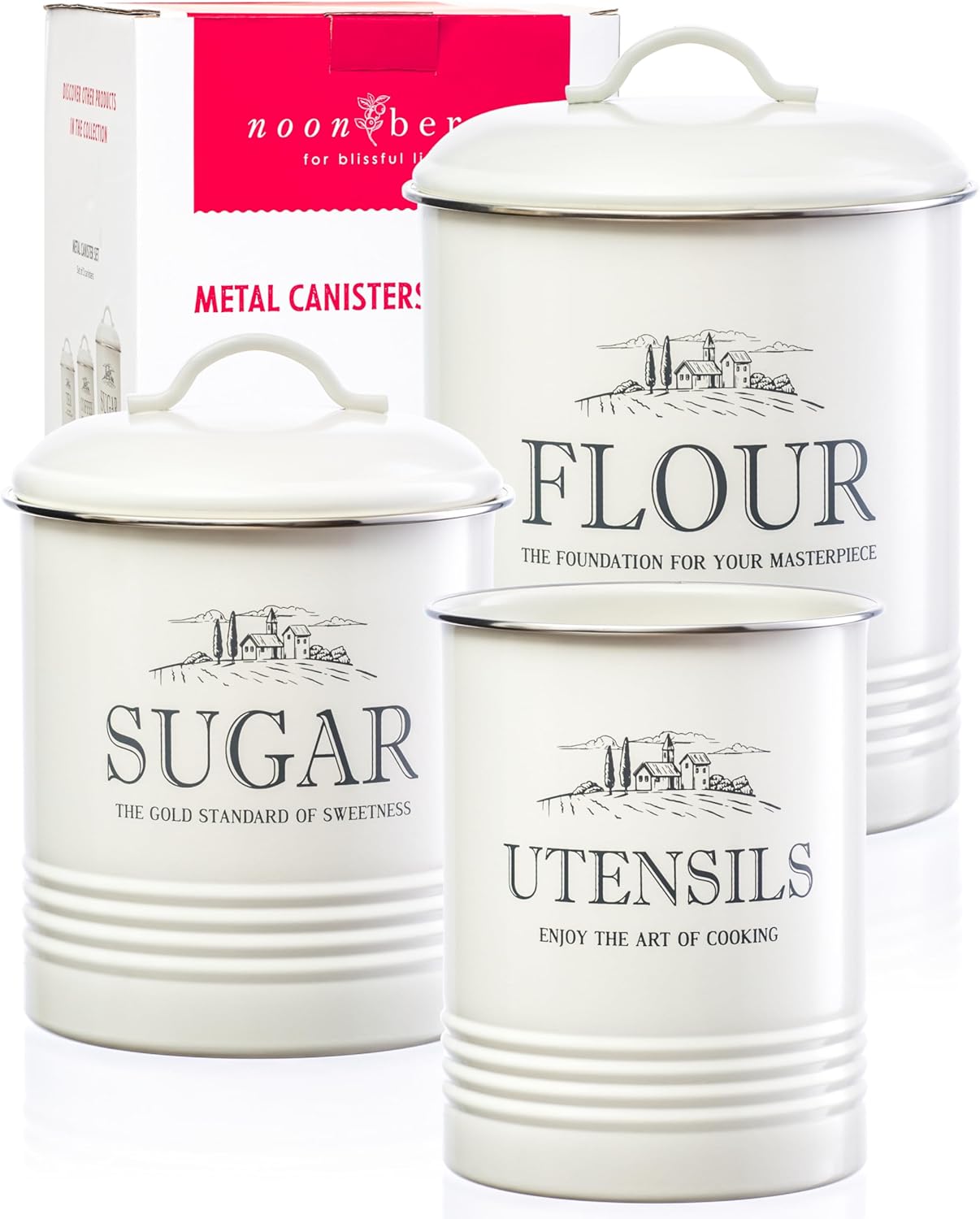 Airtight Kitchen Canisters Set of 3 for Rustic Farmhouse Decor